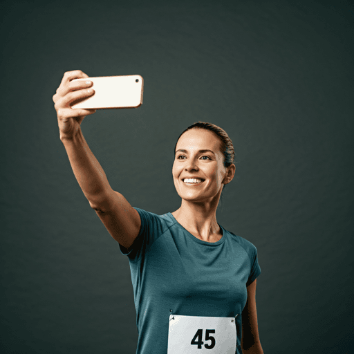 Corredor tomándose una selfie después de una carrera